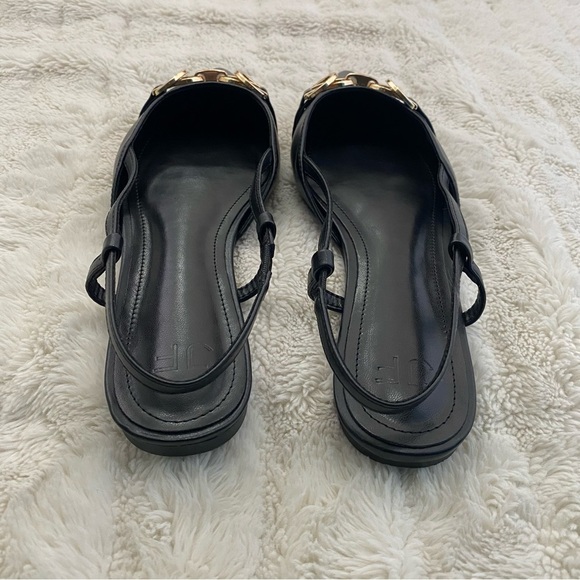 Justfab Just Fab Pointed Toe Black Slingback Flats w/ Gold Accent New Size 9 - Picture 8 of 12